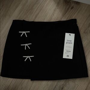 Love Poem Black Mini Skirt with Bow Details
